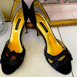 Gala sequins and satin black sandals